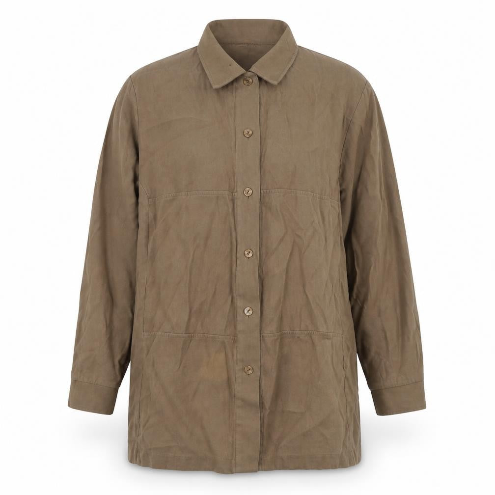 ELVI Womens Brown Viscose Basic Button-Up Size 24 Collared