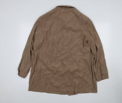 ELVI Womens Brown Viscose Basic Button-Up Size 24 Collared