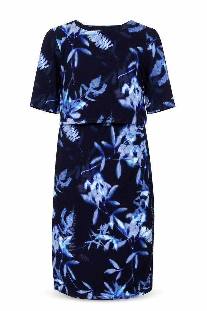 Phase Eight Womens Blue Floral Viscose A-Line Size 12 Round Neck Pullover