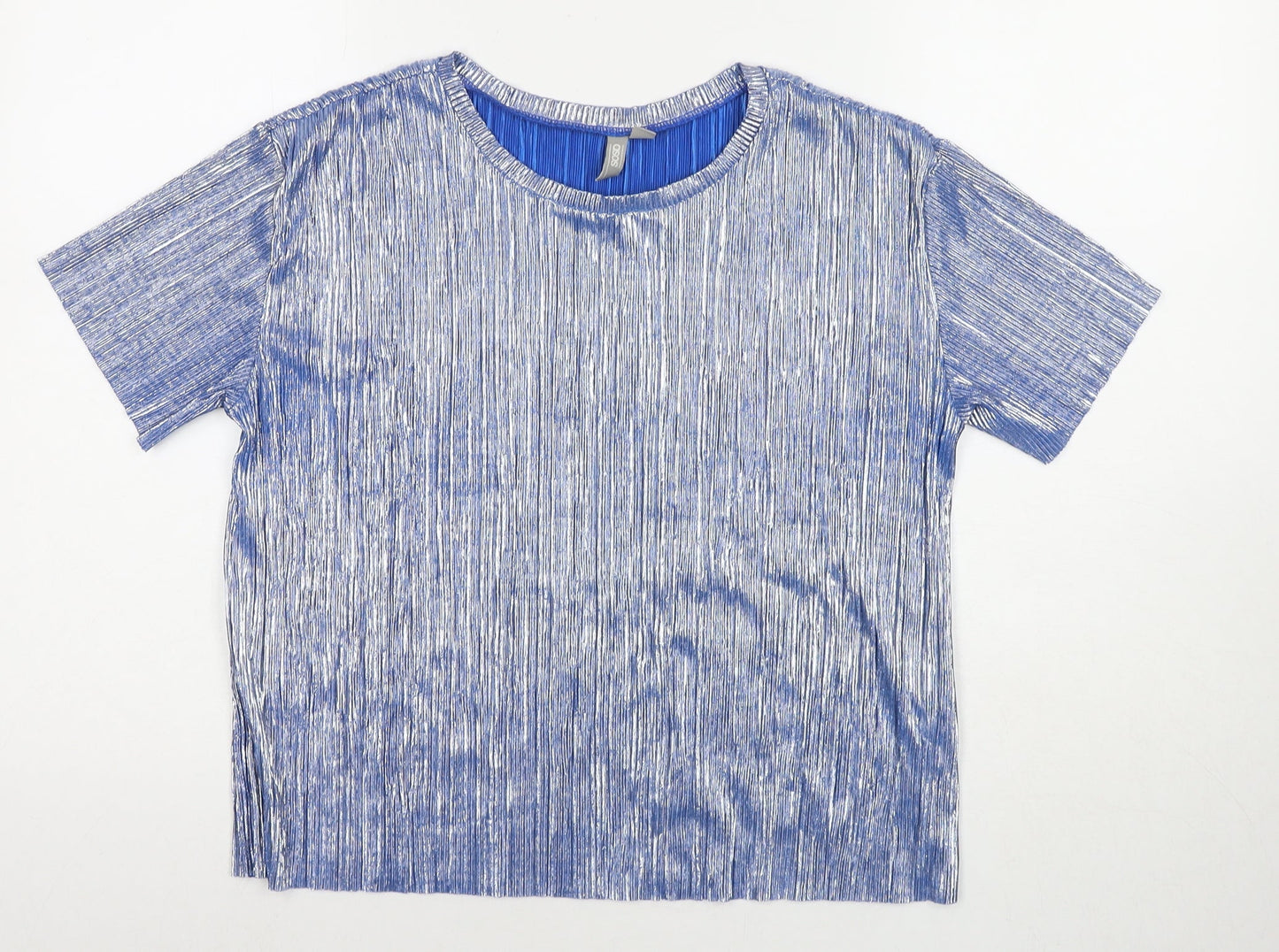 ASOS Womens Silver Polyester Basic T-Shirt Size 8 Round Neck