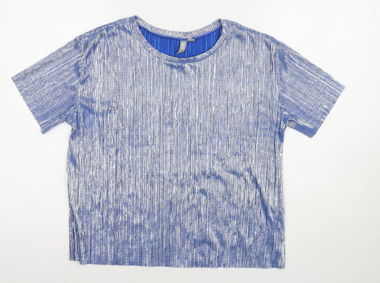 ASOS Womens Silver Polyester Basic T-Shirt Size 8 Round Neck