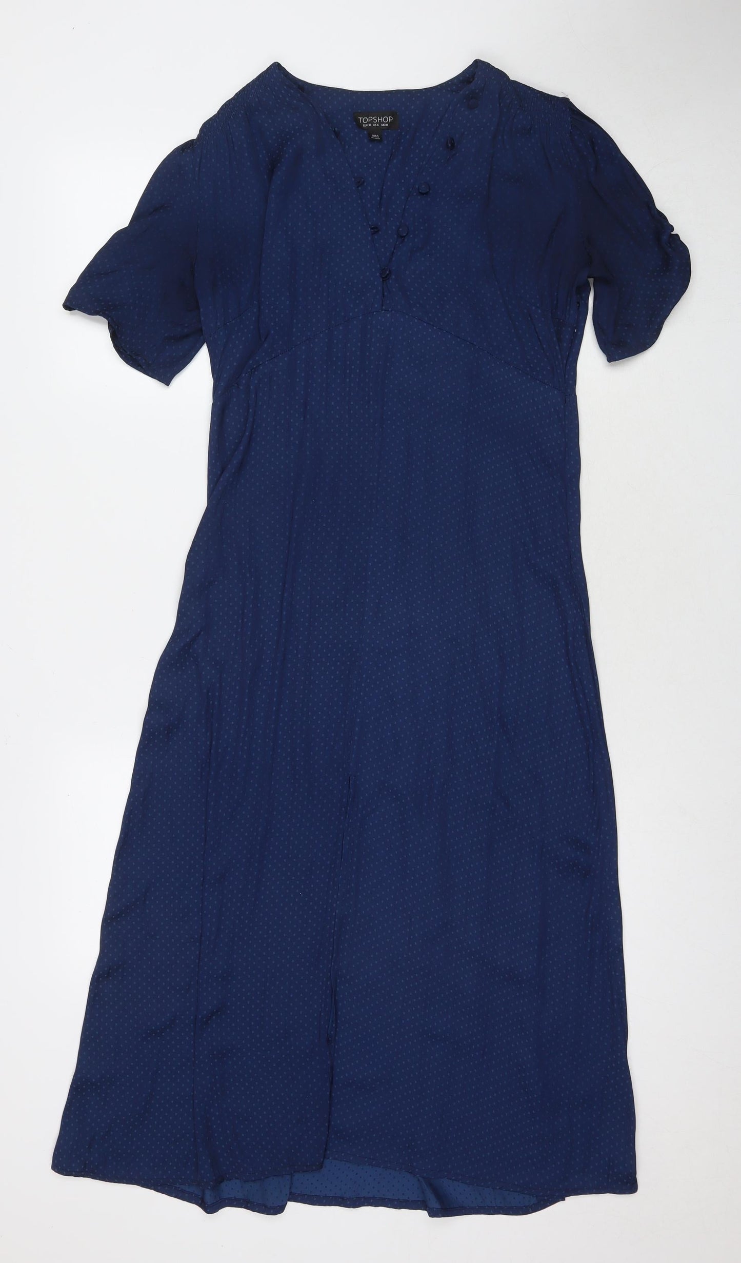 H&M Womens Blue Polka Dot Viscose Maxi Size 10 V-Neck Pullover