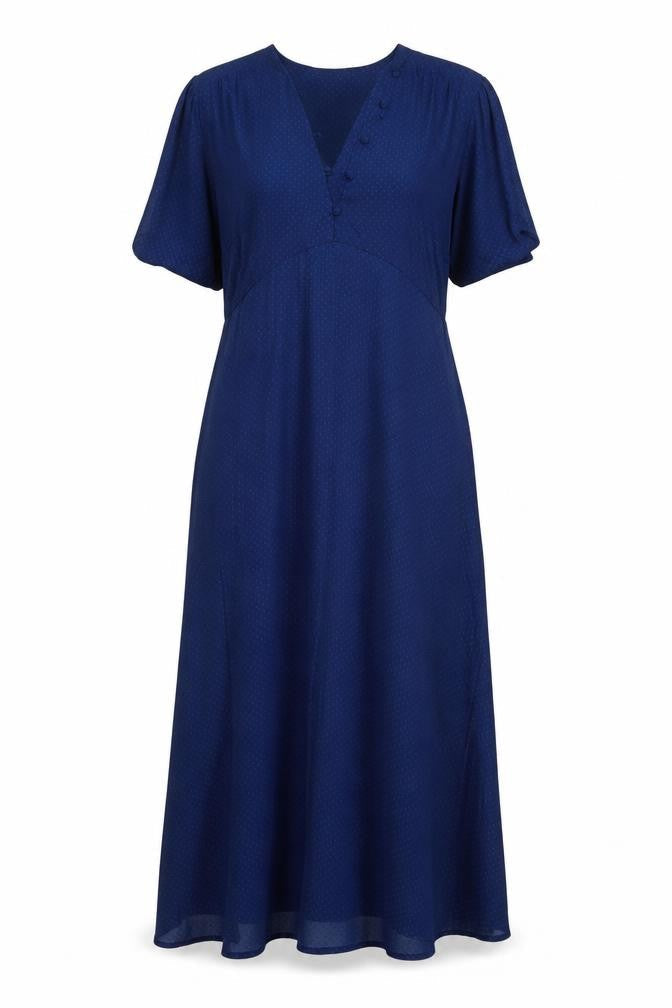 H&M Womens Blue Polka Dot Viscose Maxi Size 10 V-Neck Pullover