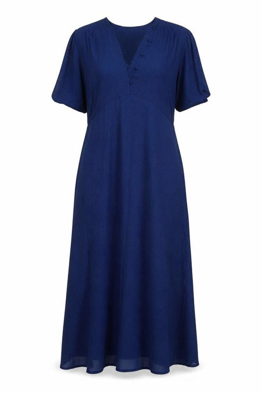 H&M Womens Blue Polka Dot Viscose Maxi Size 10 V-Neck Pullover