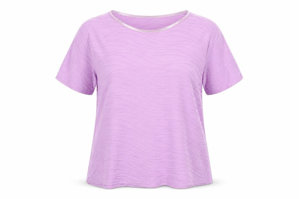EWM Womens Purple Polyester Basic T-Shirt Size 18 Round Neck - Size 18-20