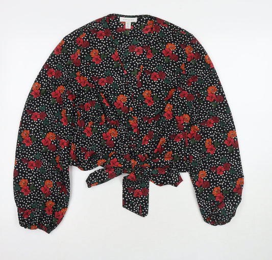 Topshop Womens Multicoloured Polka Dot Viscose Basic Button-Up Size 10 V-Neck