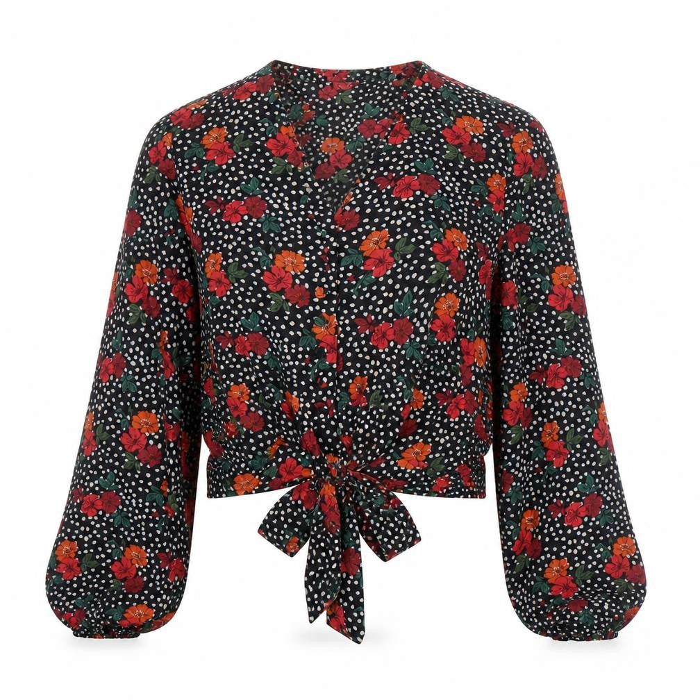 Topshop Womens Multicoloured Polka Dot Viscose Basic Button-Up Size 10 V-Neck