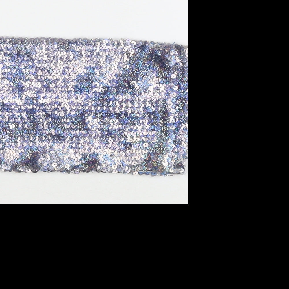 Urban Outfitters Womens Blue Acrylic Cropped Tank Size XS Square Neck - Glitter Sequin Detail