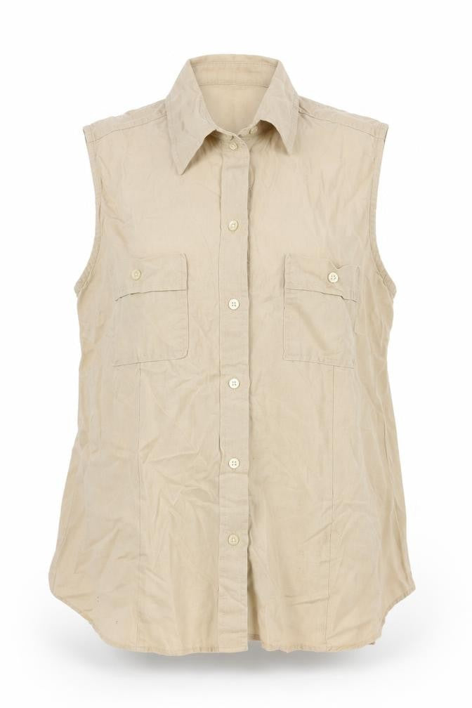 Gap Womens Beige Linen Basic Button-Up Size L Collared