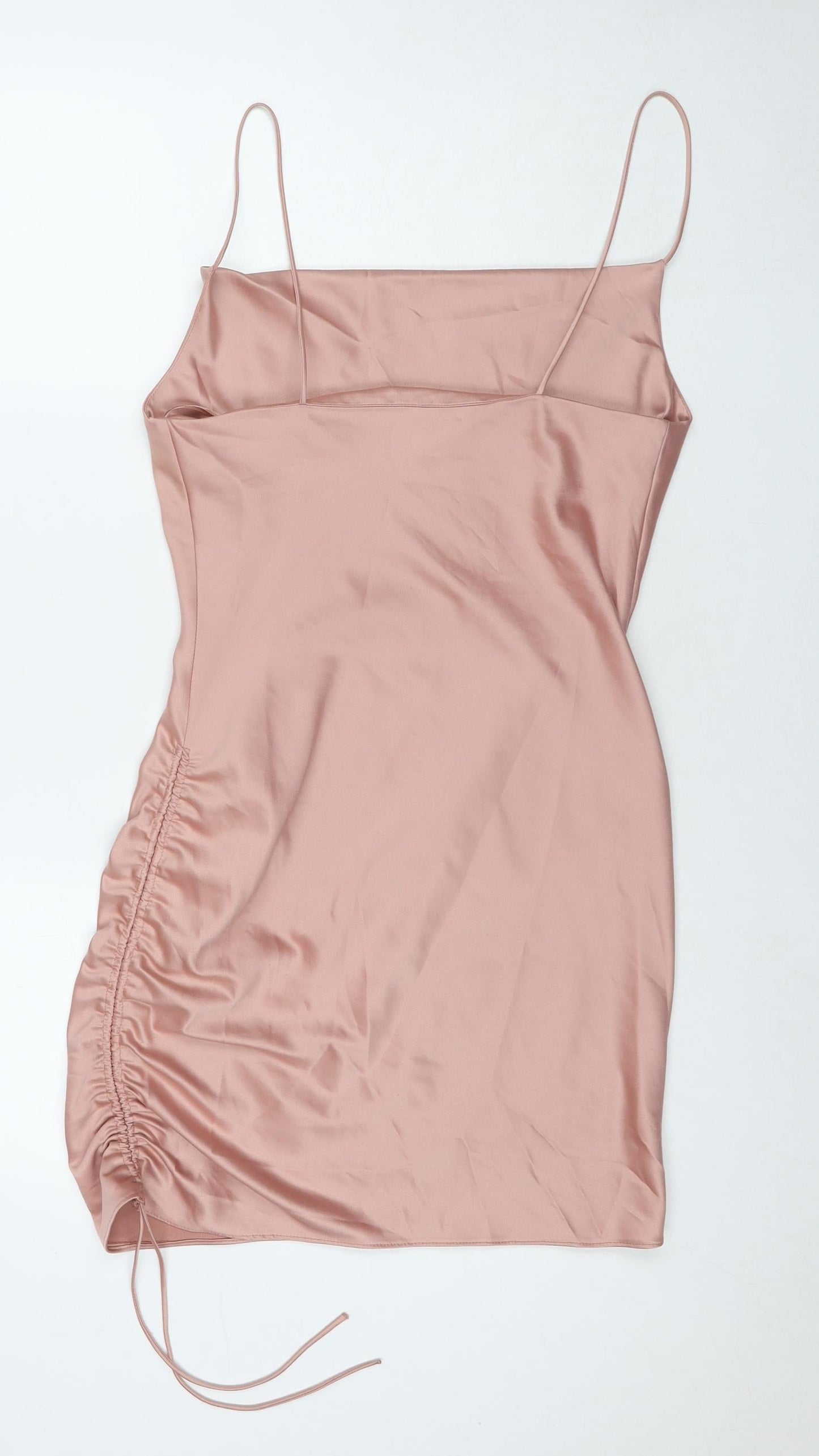 Topshop Womens Beige Polyester Slip Dress Size 8 Cowl Neck Pullover