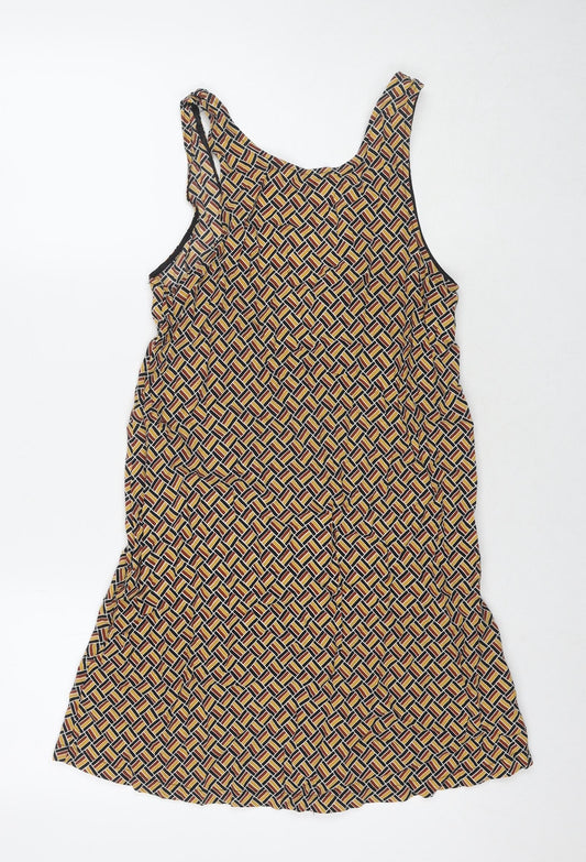Cooperative Womens Yellow Geometric Viscose Tank Dress Size XS Scoop Neck Pullover
