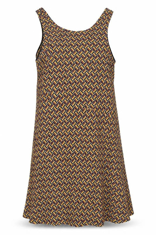 Cooperative Womens Yellow Geometric Viscose Tank Dress Size XS Scoop Neck Pullover