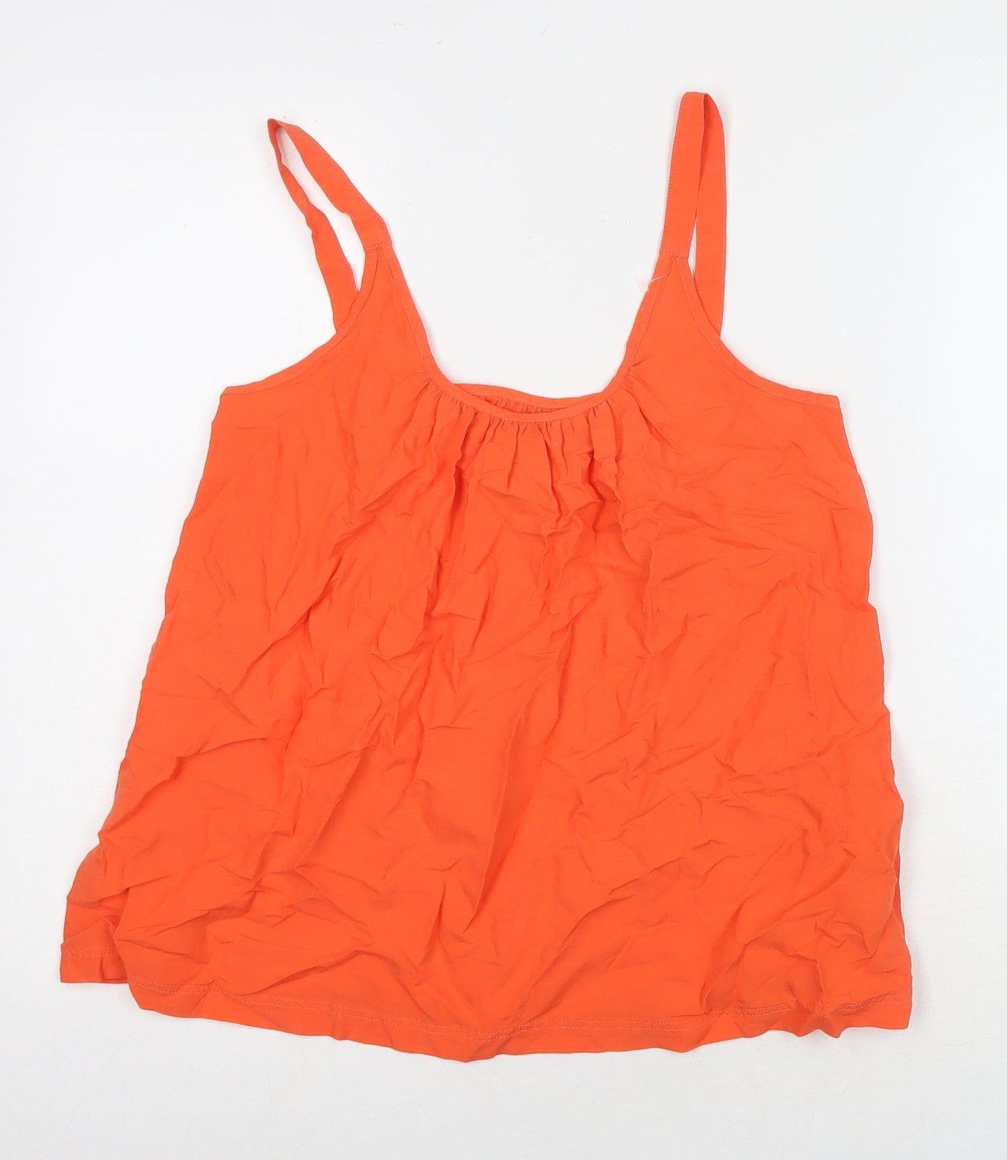 Marks and Spencer Womens Orange Viscose Basic Tank Size 8 Round Neck