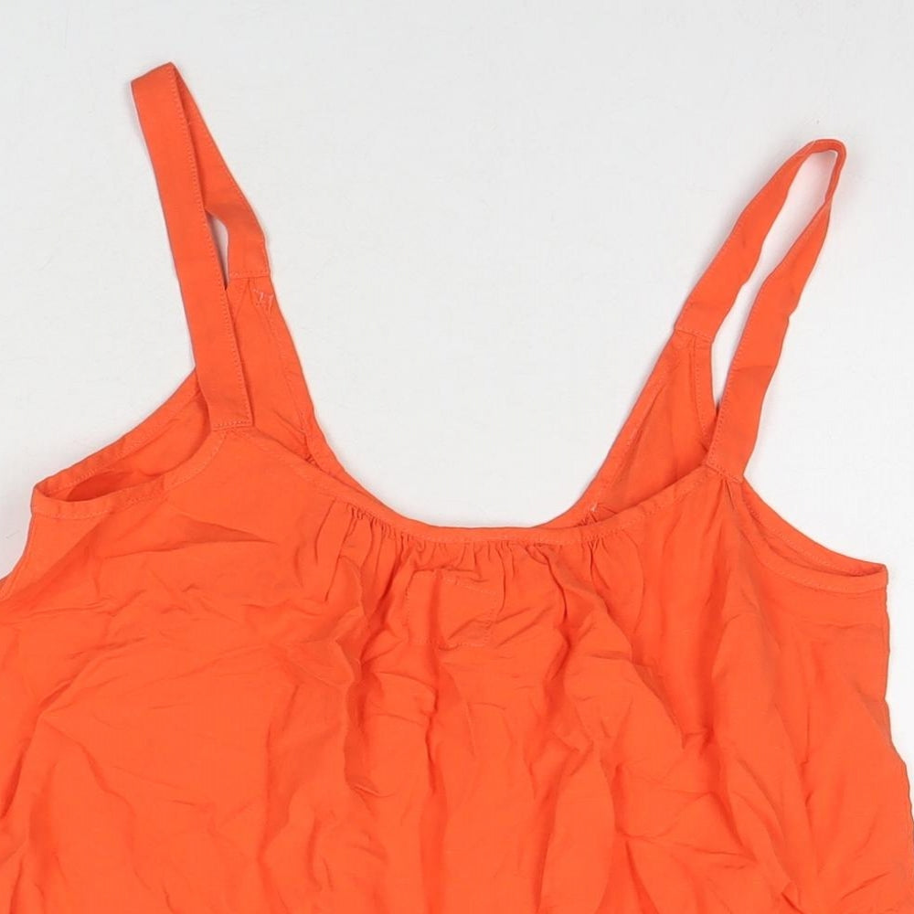 Marks and Spencer Womens Orange Viscose Basic Tank Size 8 Round Neck