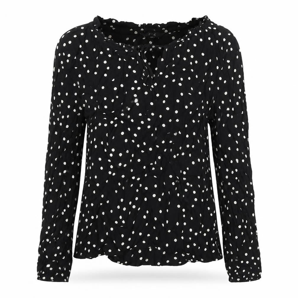 NEXT Womens Black Polka Dot Viscose Basic Blouse Size 8 Round Neck