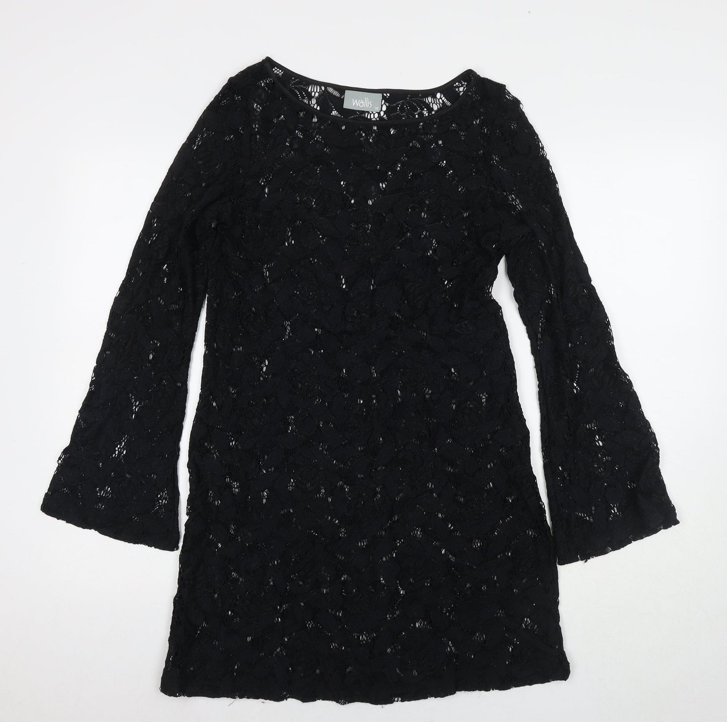 Wallis Womens Black Polyester A-Line Size 10 Round Neck Pullover
