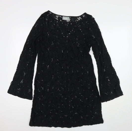 Wallis Womens Black Polyester A-Line Size 10 Round Neck Pullover