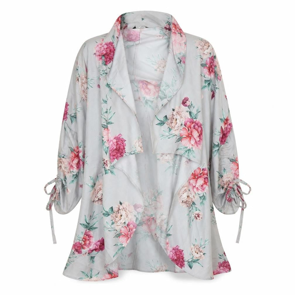 Select Womens Grey Floral Kimono Jacket Size 12