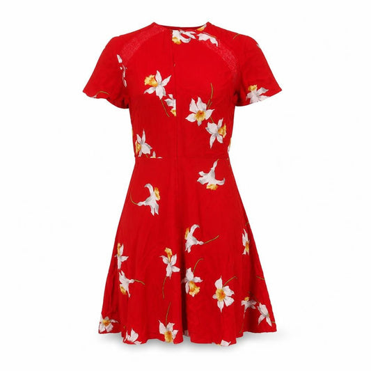 Dorothy Perkins Womens Red Viscose Fit & Flare Size 8 Round Neck Pullover