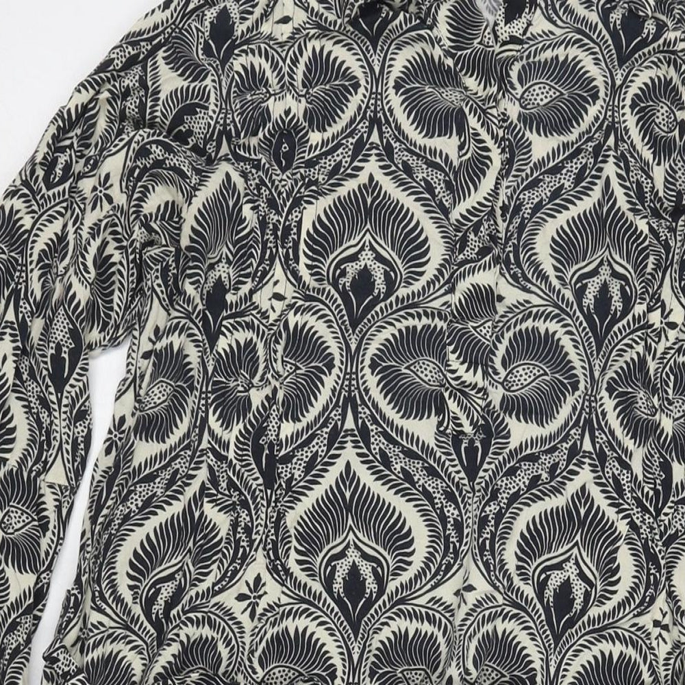 Khaadi Womens Black Geometric Viscose Shirt Dress Size S Collared Button