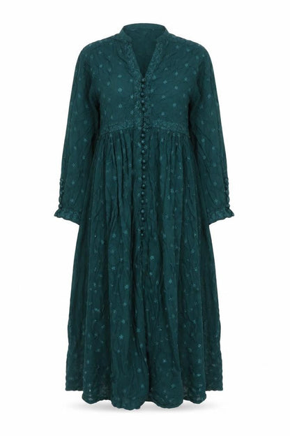 Khaadi Womens Green Viscose Maxi Size 12 V-Neck Button