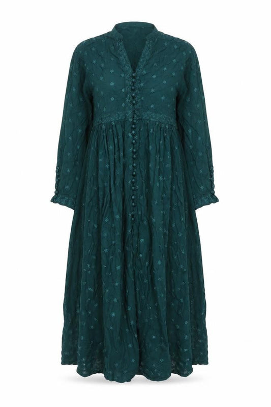 Khaadi Womens Green Viscose Maxi Size 12 V-Neck Button