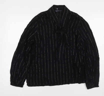 Marks & Spencer Womens Black Viscose Basic Button-Up Size 12 Collared