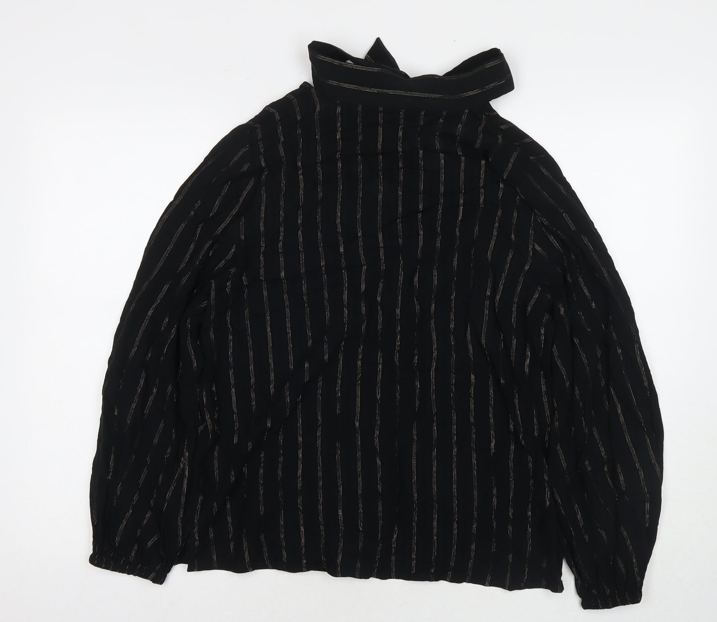 Marks and Spencer Womens Black Viscose Basic Button-Up Size 12 Collared