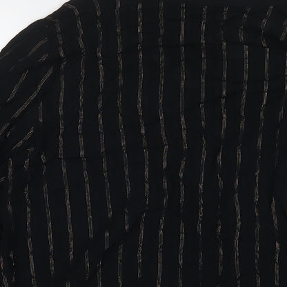 Marks & Spencer Womens Black Viscose Basic Button-Up Size 12 Collared