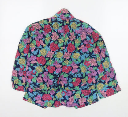 Solo Womens Multicoloured Floral Viscose Basic Button-Up Size 10 Collared