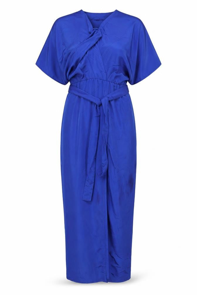 Lounge Womens Blue Polyester Maxi Size 14 V-Neck Snap