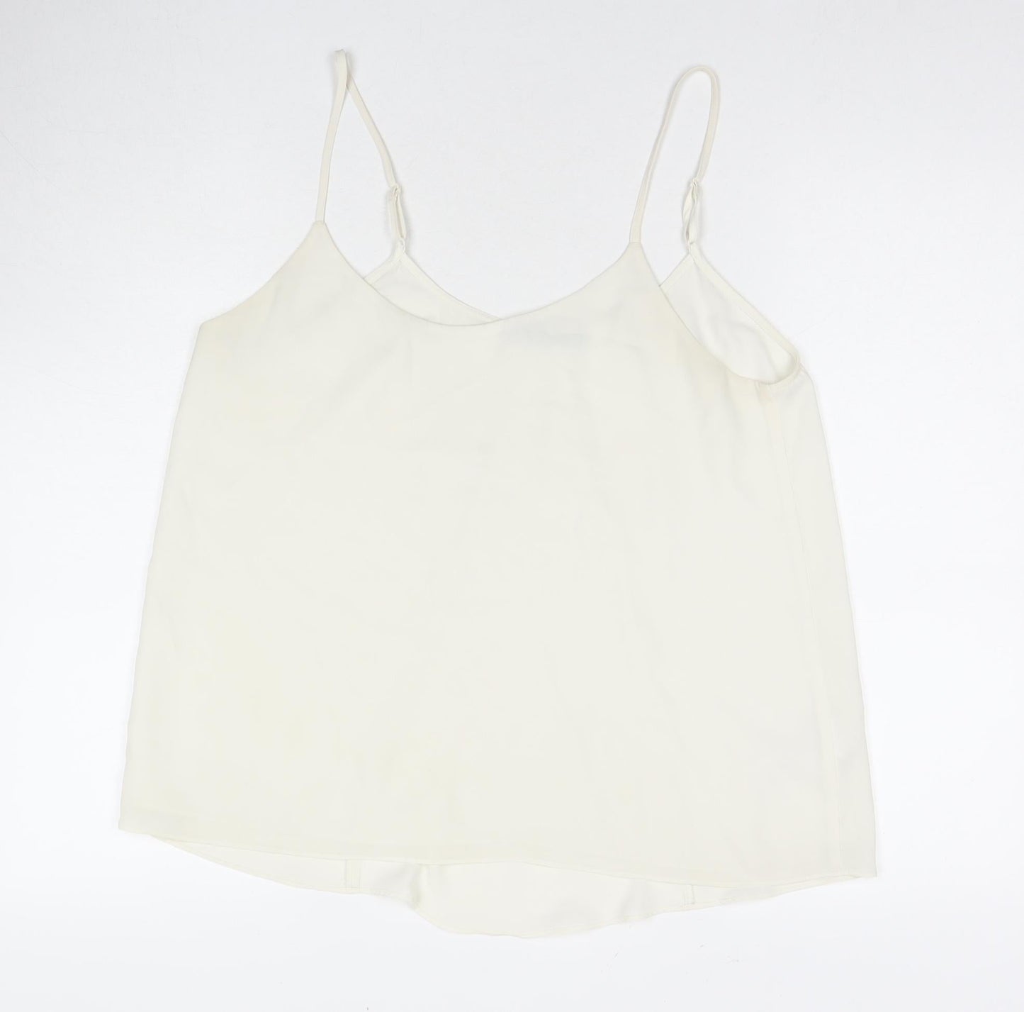 Oasis Womens White Polyester Basic Tank Size 14 Round Neck