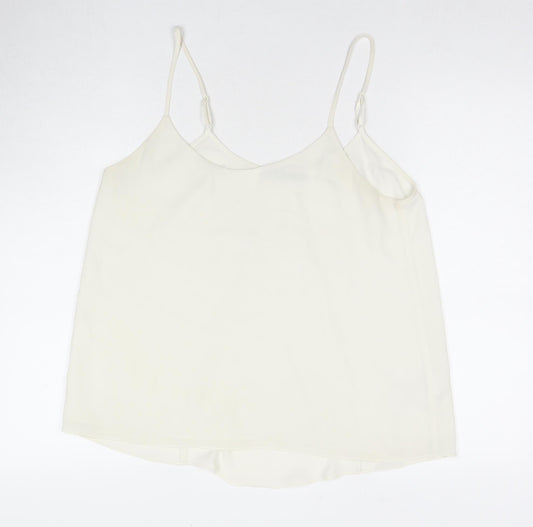 Oasis Womens White Polyester Basic Tank Size 14 Round Neck