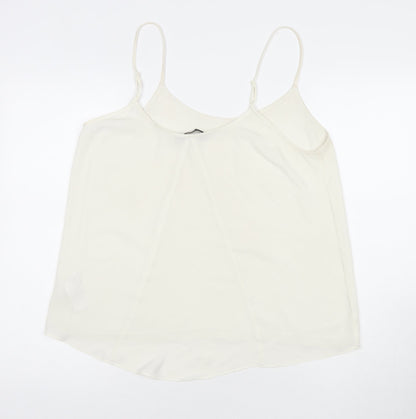 Oasis Womens White Polyester Basic Tank Size 14 Round Neck