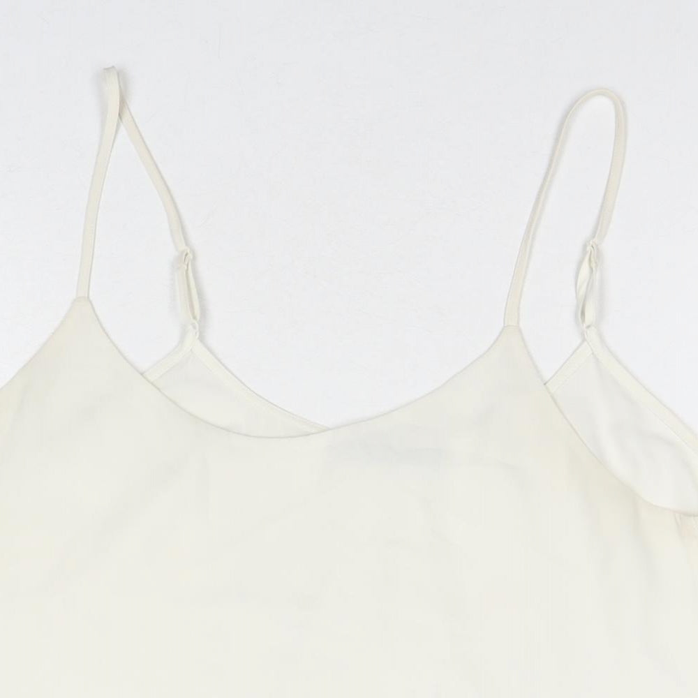 Oasis Womens White Polyester Basic Tank Size 14 Round Neck