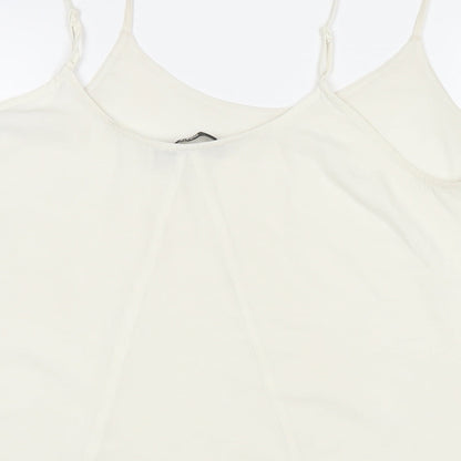 Oasis Womens White Polyester Basic Tank Size 14 Round Neck