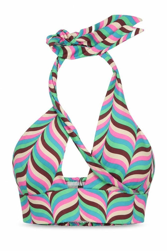 Zara Womens Multicoloured Geometric Polyester Cropped Tank Size S Halter