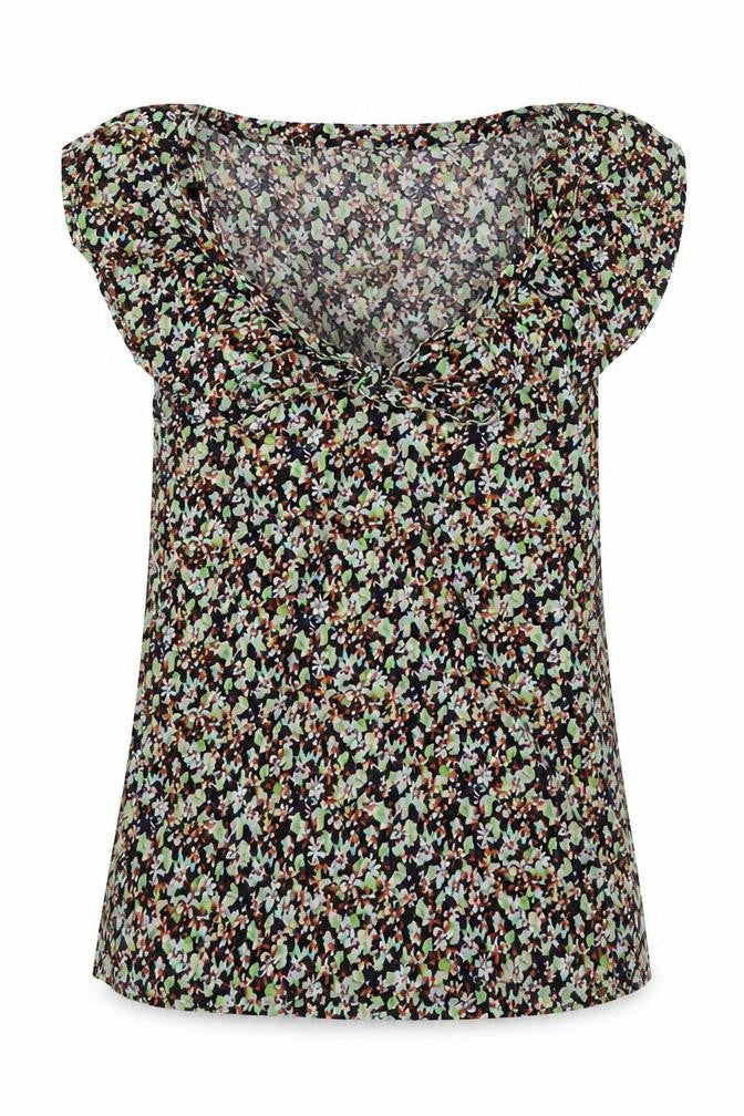 Topshop Womens Multicoloured Floral Cotton Basic Blouse Size 8 Round Neck