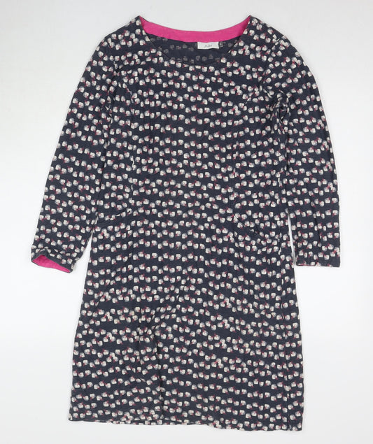 Adini Womens Grey Geometric Cotton Jumper Dress Size S Round Neck Pullover