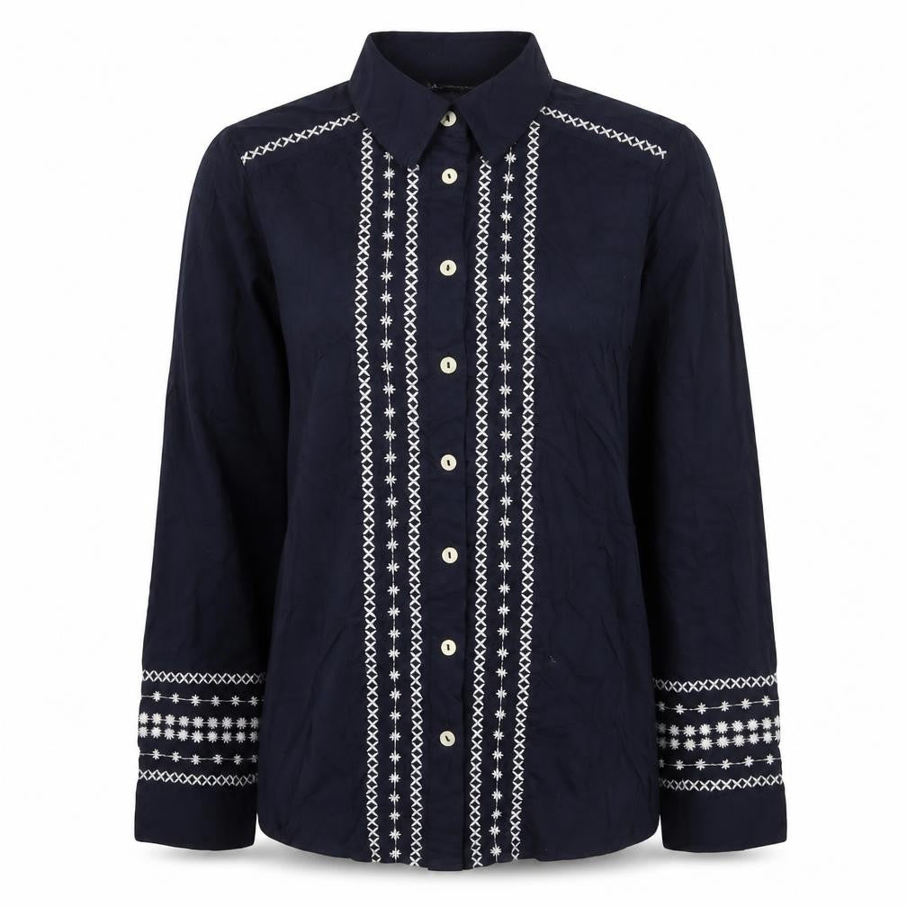 Marks & Spencer Womens Blue Viscose Basic Button-Up Size 6 Round Neck
