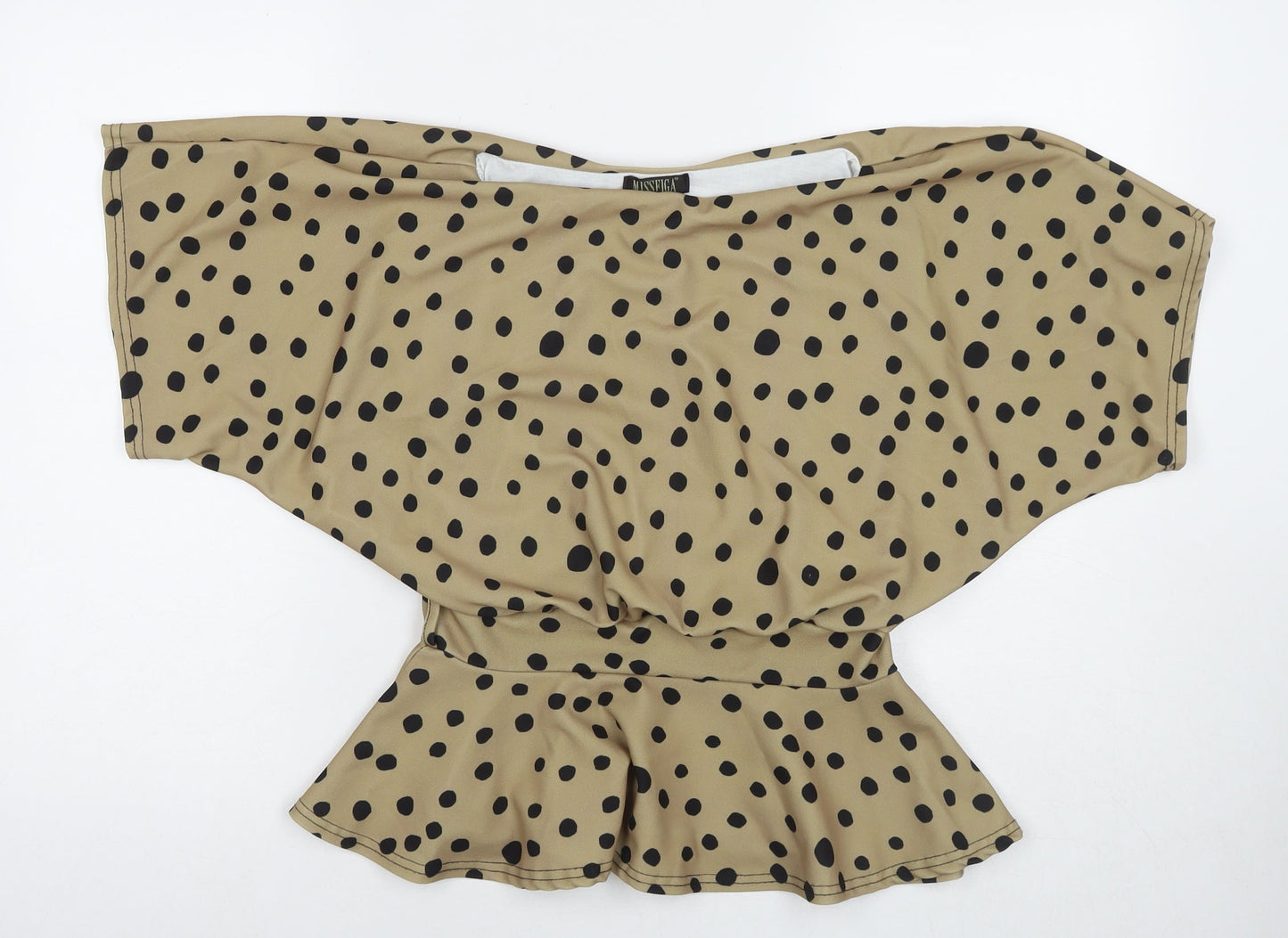 Miss Figa Womens Brown Polka Dot Polyester Basic Blouse Size 10 Boat Neck