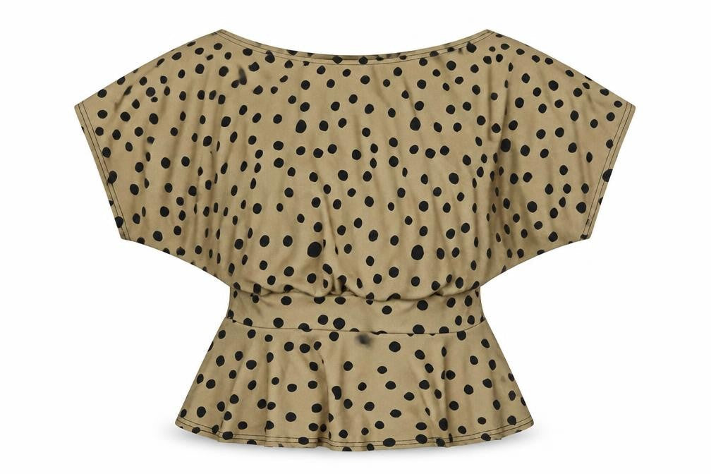 Miss Figa Womens Brown Polka Dot Polyester Basic Blouse Size 10 Boat Neck