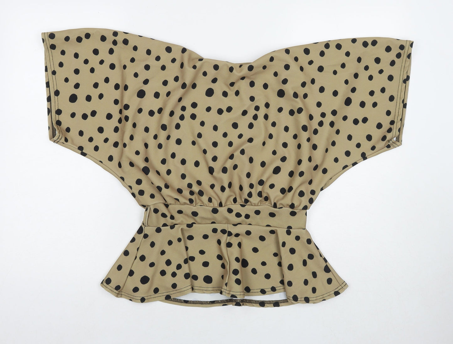 Miss Figa Womens Brown Polka Dot Polyester Basic Blouse Size 10 Boat Neck