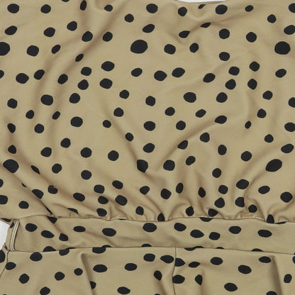 Miss Figa Womens Brown Polka Dot Polyester Basic Blouse Size 10 Boat Neck