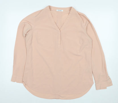 Marks & Spencer Womens Beige Polyester Basic Blouse Size 12 V-Neck
