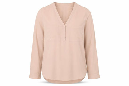 Marks & Spencer Womens Beige Polyester Basic Blouse Size 12 V-Neck