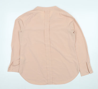 Marks & Spencer Womens Beige Polyester Basic Blouse Size 12 V-Neck