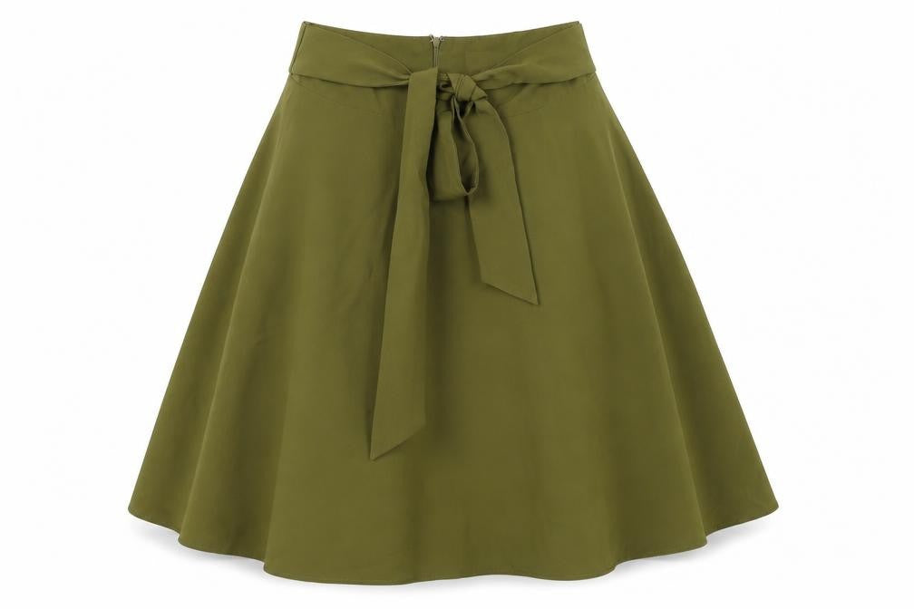 Belle Poque Womens Green Viscose Swing Skirt Size XL Zip