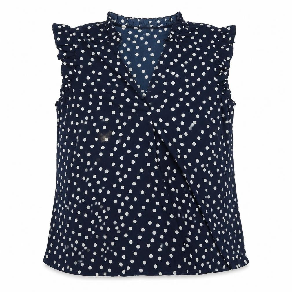 Julipa Womens Blue Polka Dot Polyester Basic Blouse Size 20 Round Neck