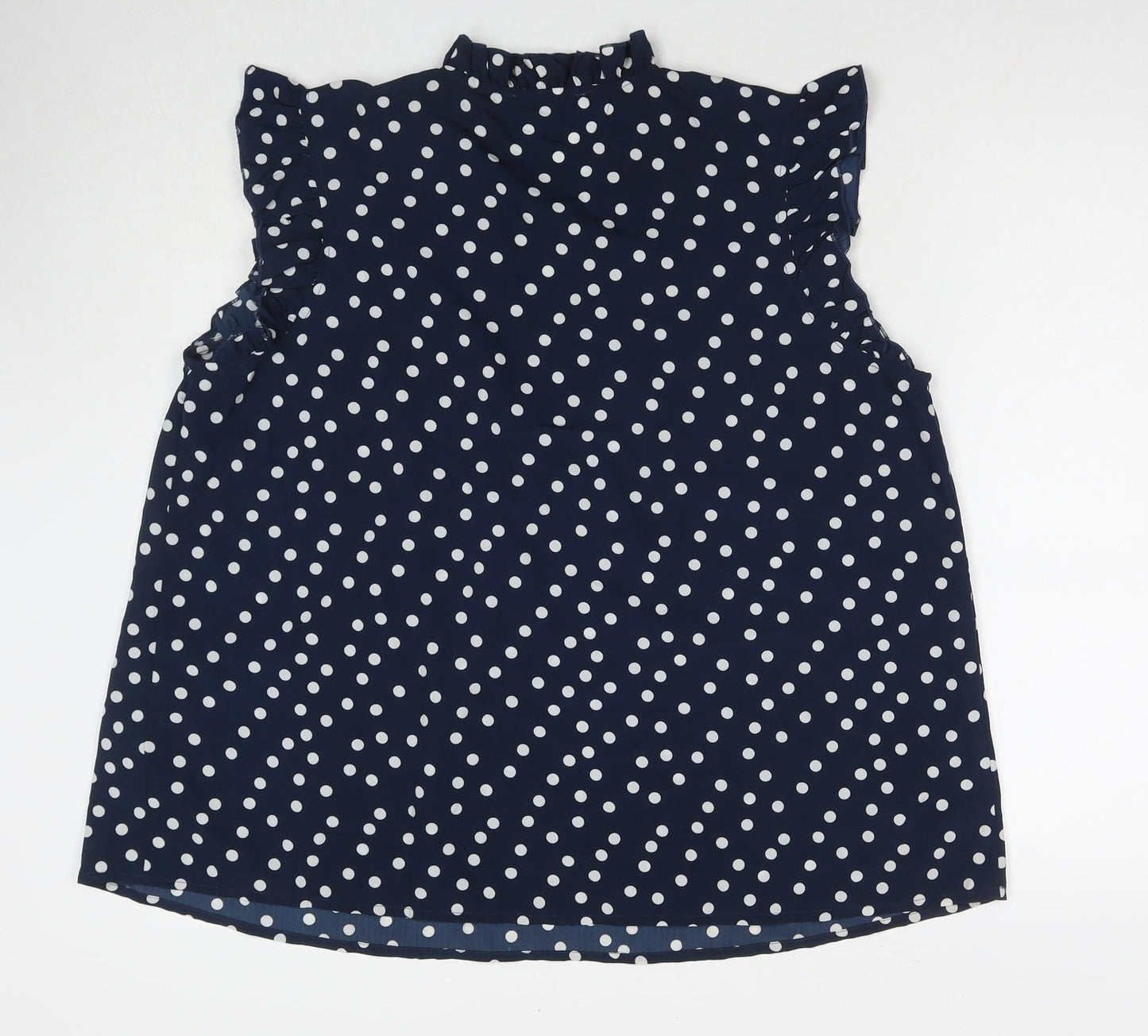 Julipa Womens Blue Polka Dot Polyester Basic Blouse Size 20 Round Neck